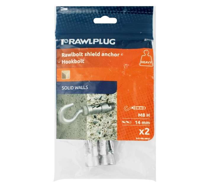 Rawlplug 5 x Shield Anchor Hookbolt (M8 x 14mm x 55mm)
