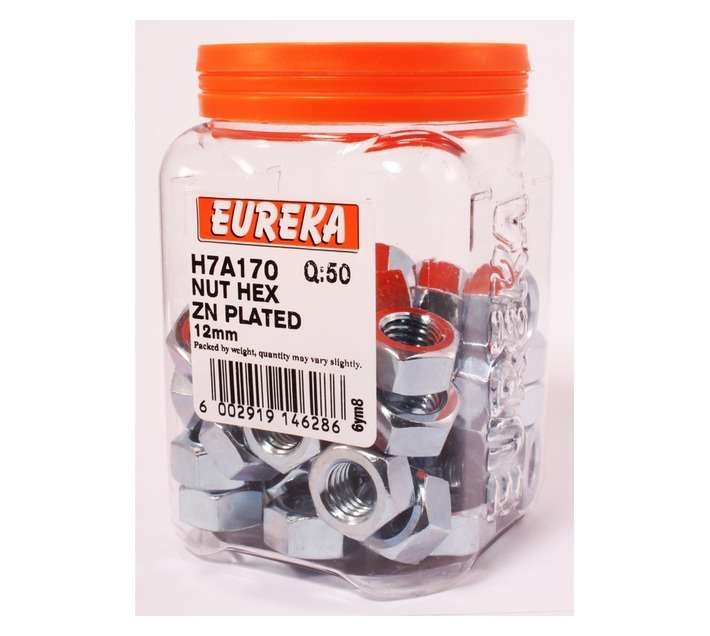 Eureka 12mm Zinc Plated Hex Nut (50 Pack)