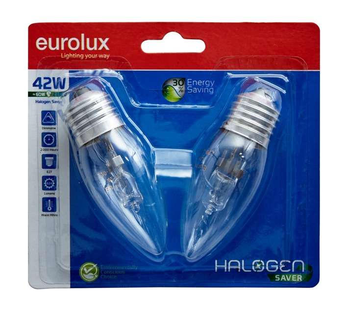 Eurolux 2 x E27 Halogen Candle Globe (42w)