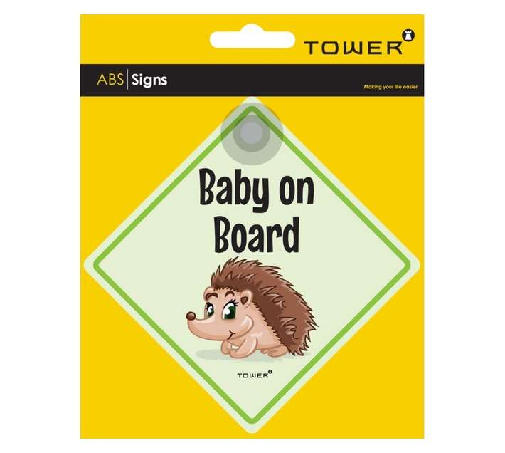 Tower Hedgehog Baby On Board Sign - Multicoloured