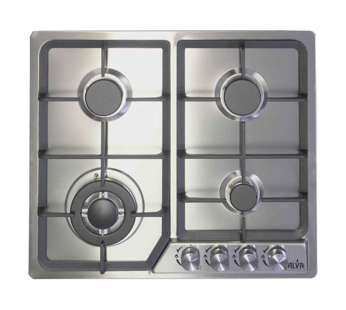 Alva 4 Burner Gas Hob (590 x 510mm) Silver GDH100
