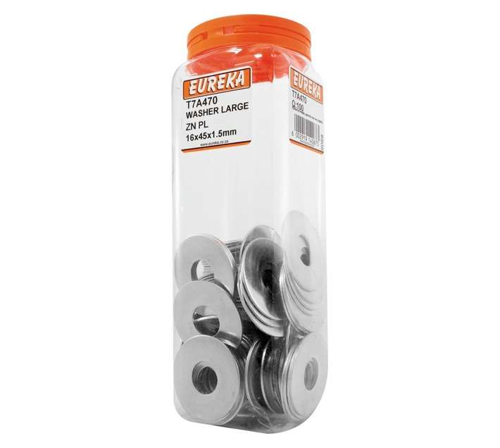 Eureka 100 x Large Zinc Plated Washers (16 x 45 x 1.5mm)
