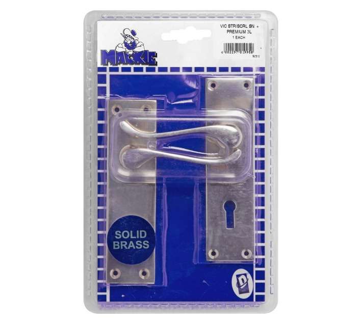 Mackie Victorian Straight Plate Straight Handle Keyhole - Solid Brass