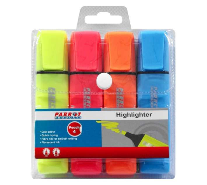 Parrot Products PH0401B 4 x Highlighter Markers - Assorted