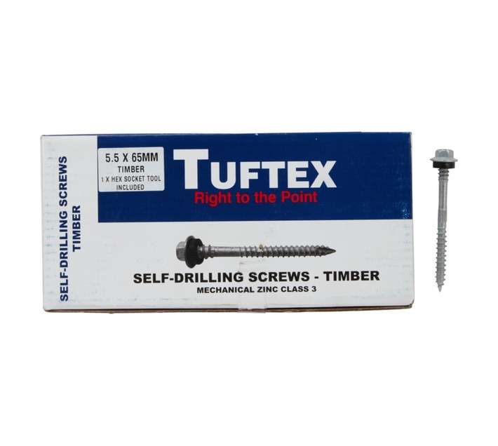 Tuftex 100 x Self Drill Screws - Timber (5.5 x 65mm)
