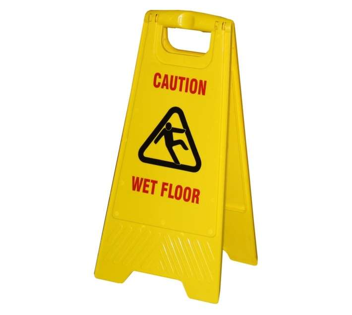 Academy Brushware Caution Wet Floor Sign - Yellow