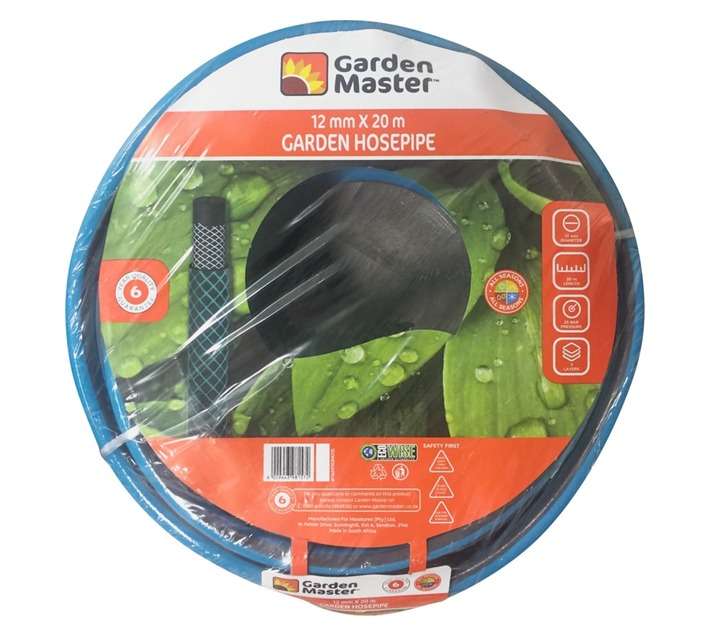 Garden Master Grey Stripe Hosepipe - Blue (20m x 12mm)