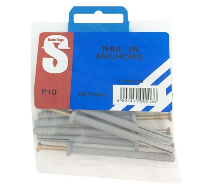 Safe Top 10 x Nail In Anchors (6 x 70mm)