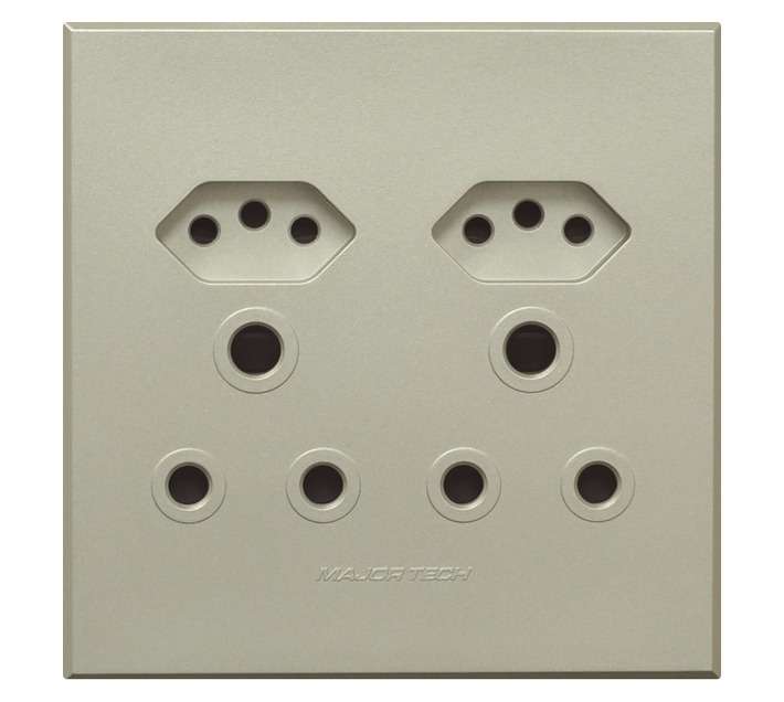 Veti Series 3 2 x RSA 2 x V-Slim Plug Sockets - Graphite/Titanium (100 x 100mm)
