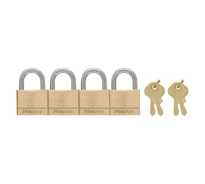 Master Lock Padlock 4 Pack - Brass (40mm)