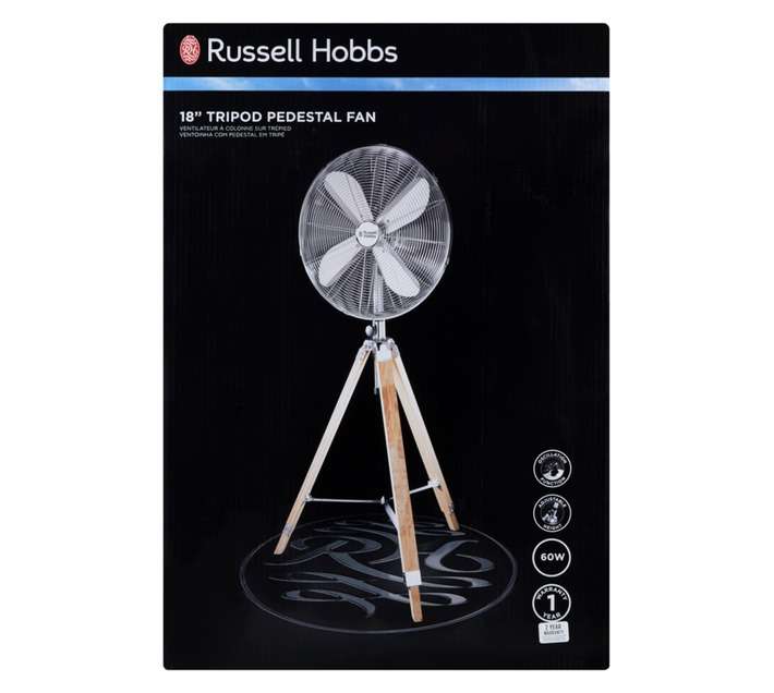 Russell Hobbs RHPF04 Pedestal Fan - Silver/Wood (60W)