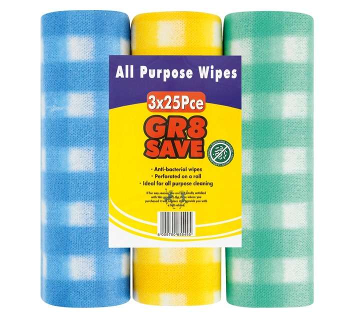 Gr8 Save 3 x 25 Piece All Purpose Wipes