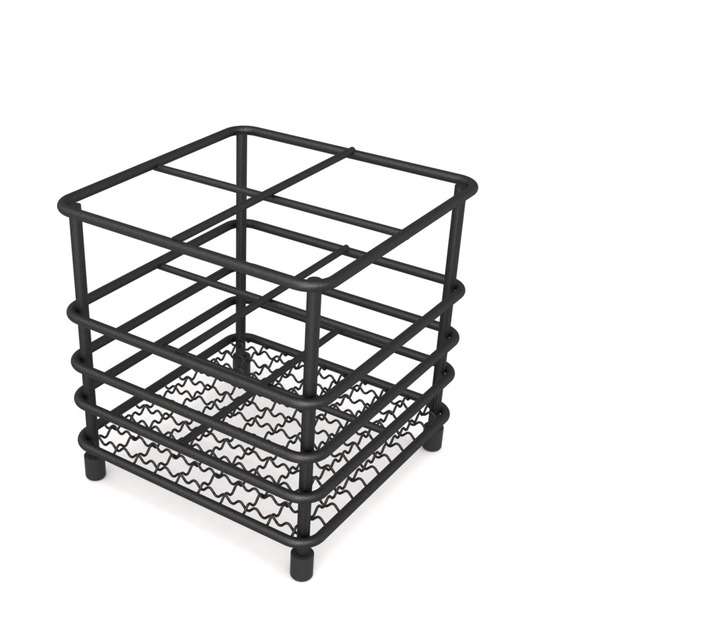 Home and Kitchen 726 Stainless Steel Square Cutlery Holder - Black (120 x 120 x 127mm)