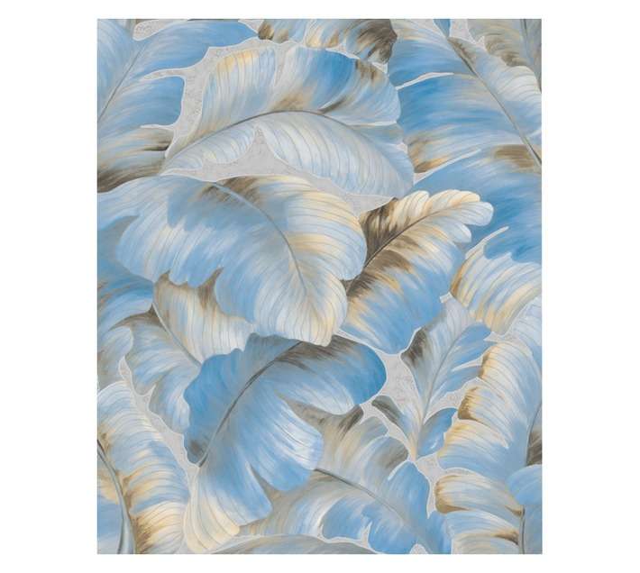 Fired Earth Leaf Wallpaper - Blue/Gold (10m x 530mm) WIJ00114