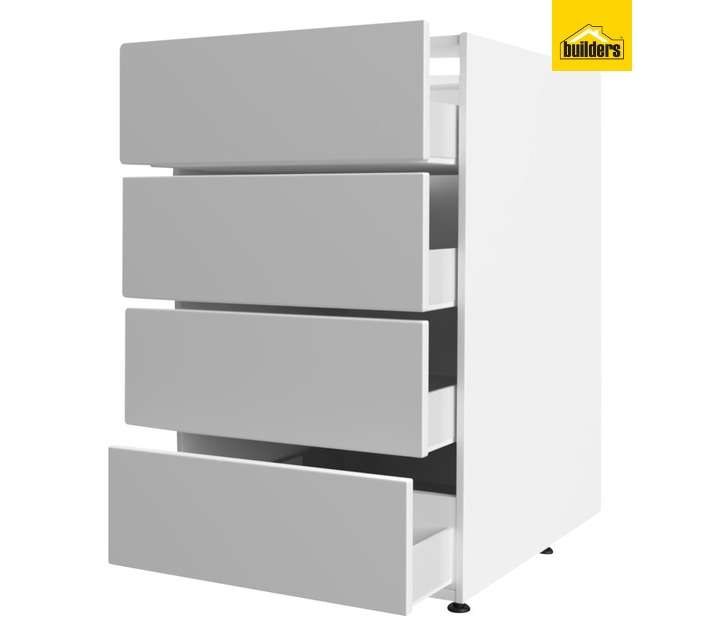 Home and Kitchen Base Unit 4 Drawer Melamine Cabinet - Alpine White (450mm)