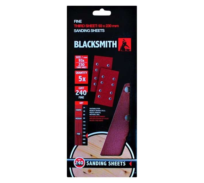 Blacksmith Aluoxide 1/3 Sand Paper Sheet 240 Grit (93 x 230mm)