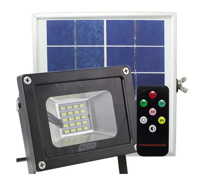 Major Tech SFR105 Solar Powered LED Floodlight with Remote - Black (10W)