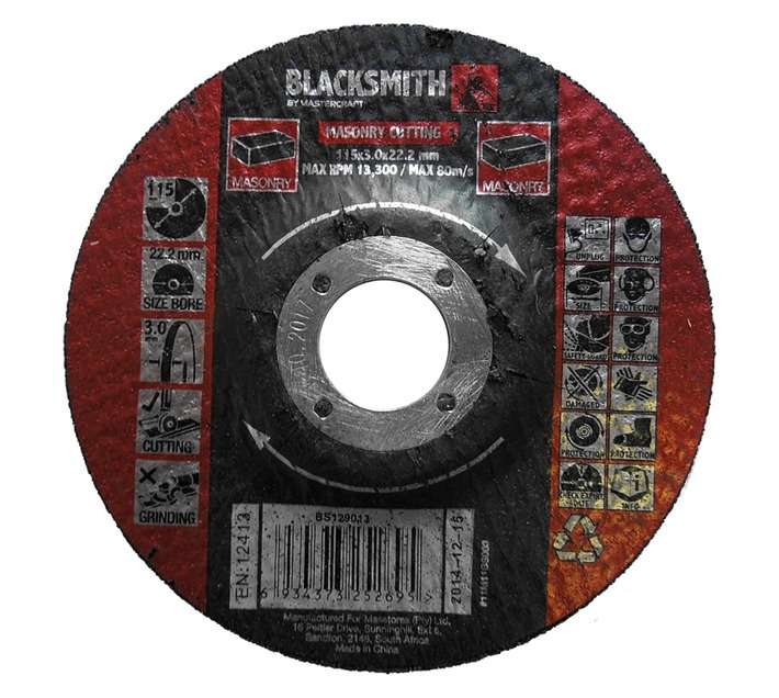 Blacksmith 115 x 3.0 x 22.23mm Abrasive Masonry Cutting Disc