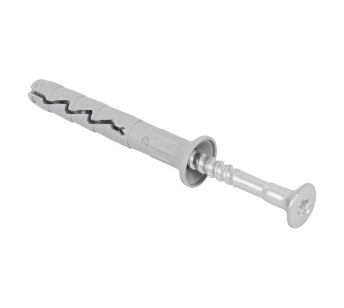 Rawlplug 100 x Hammer in Plugs and CSK Screws - Silver (6 x 40mm)