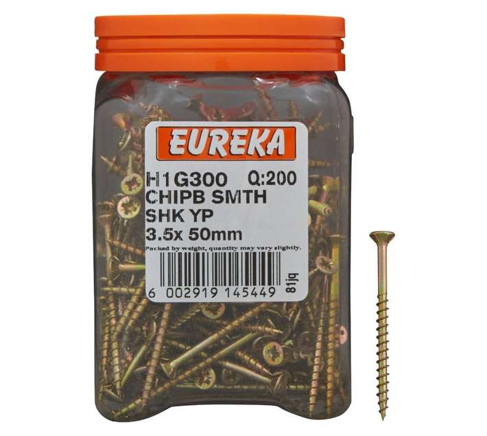 Eureka H1G300 3.5 x 50mm Chipboard Screw Smooth (200 Pack)
