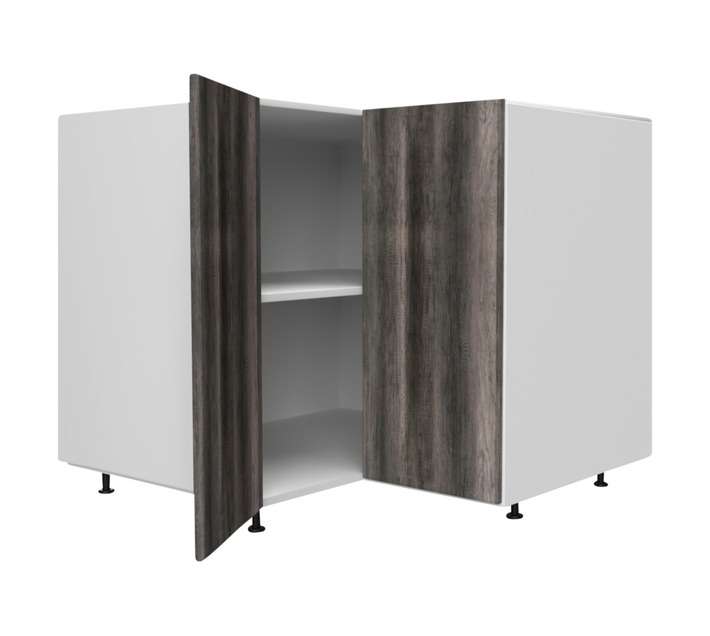 Home and Kitchen Base Unit Melamine Corner Cabinet - Monument Oak (900mm)