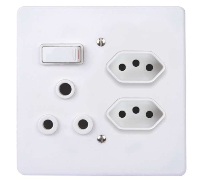 Lesco Mono Block 2 x IEC Socket - White (100 x 100mm)