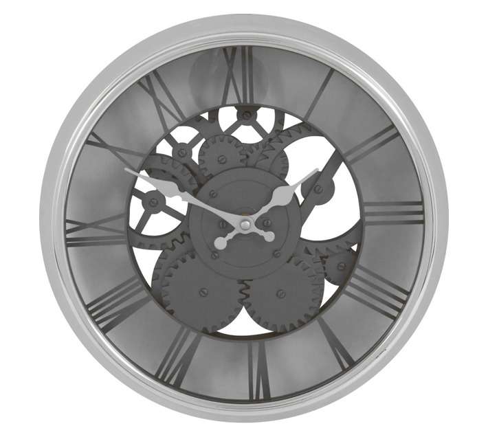 Chronograph Clock - Silver Chrome (300mm)