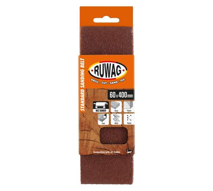 Ruwag 3 x P80 Sanding Belts (60 x 400mm)