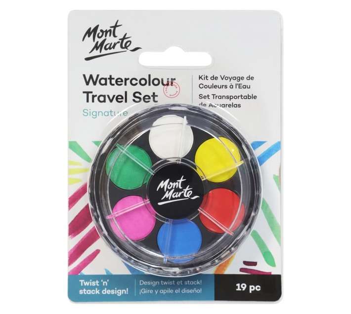 Mont Marte 6 Piece Water Colour Travel Paint Set - Assorted
