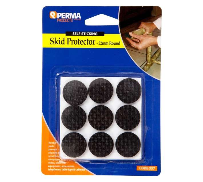 Perma 18 x Skid Protector Self Adhesive Rubber Pads (22 x 3mm)