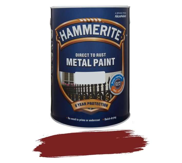 Hammerite Direct to Rust Hammered Metal Paint - Red (5L)