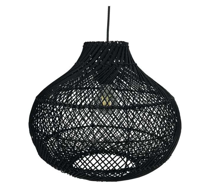 Design House Rattan Belly Pendant Light - Black