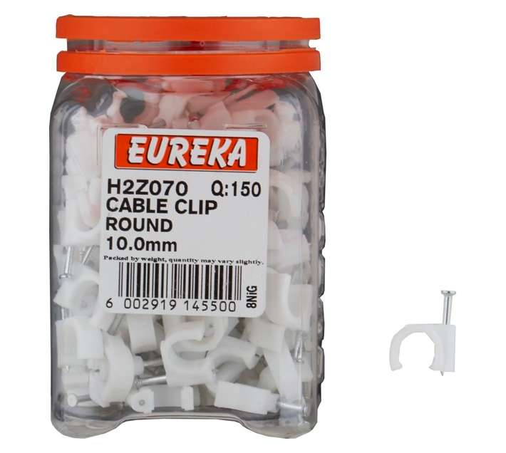 Eureka 150 x Round Cable Clips (10mm)
