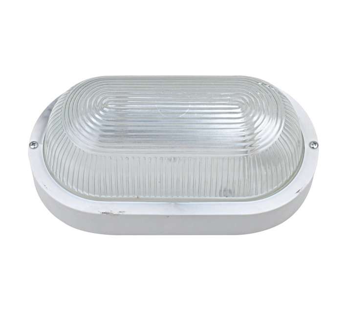 Lightworx 043A Large Oval Glass E27 Bulkhead - White