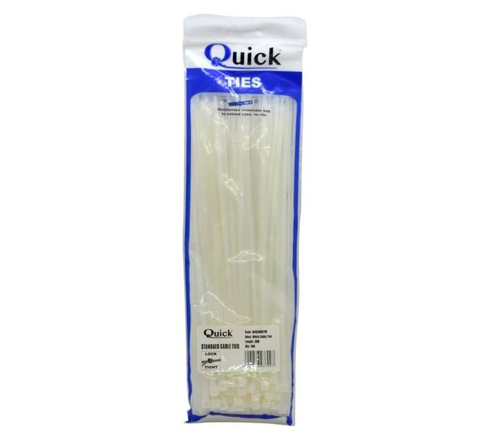 Quick Ties Cable Ties - White (4.8 x 300mm)
