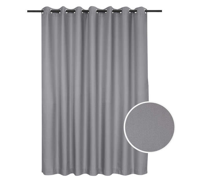 Plain Weave Eyelet Curtain - Gun Metal (2300 x 2230mm)