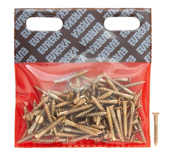 Eureka 1BM40U 4 x 30mm W/Screw Countersunk Brass Plated (100 Pack)