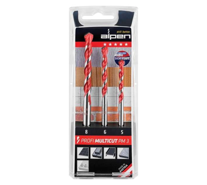 Alpen 3 Piece Multicut Drill Bit Set