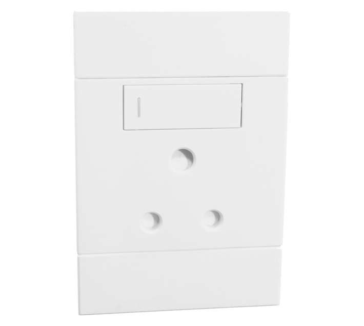 Veti 2VW121V Single RSA 2x4 16A Vertical Socket Outlet - White