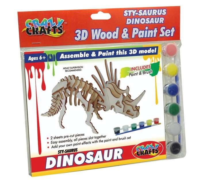 Crazy Crafts 3D Sty-Saurus Wood and Paint Set