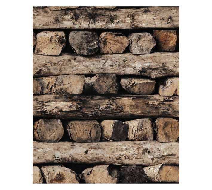 Fired Earth Wood Stack Wallpaper - Brown (10m x 530mm)