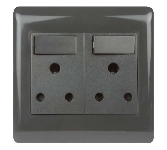 Design House Double Socket - Charcoal (100 x 100mm)