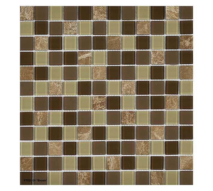 Ceramic Wholesalers FTED-01 Marble Glass Mix Mosaic Tile - Brown (300 x 300mm)