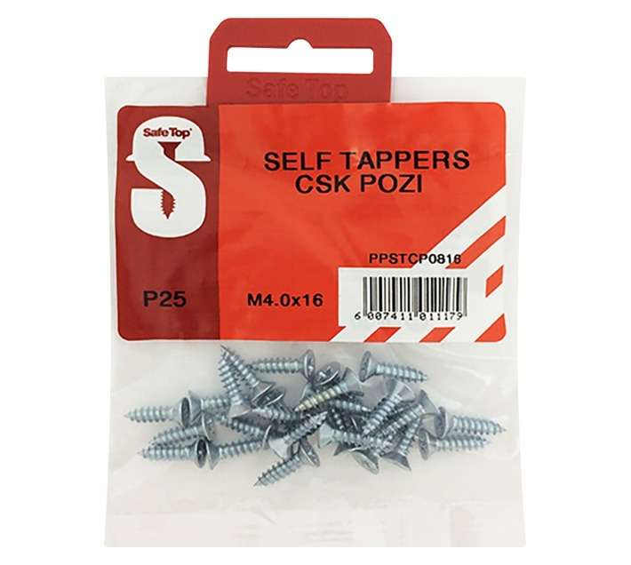 Safe Top Self Tapping Countersunk Pozi Screw (M8 x 16mm)