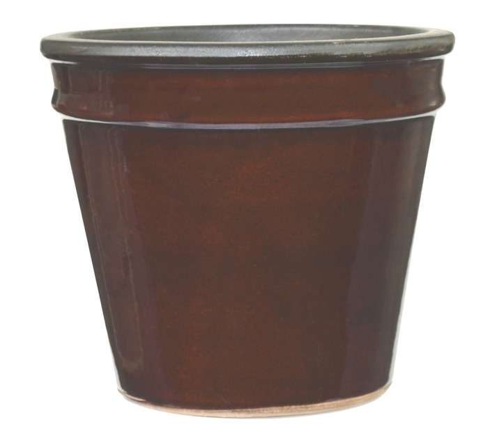 FDB JC Cone Glazed Pot - Brown (410mm)