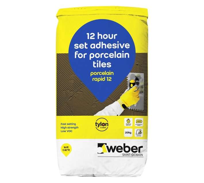 WEBER-TYLON Rapid 12 Porcelain Tile Adhesive - Grey (20kg)