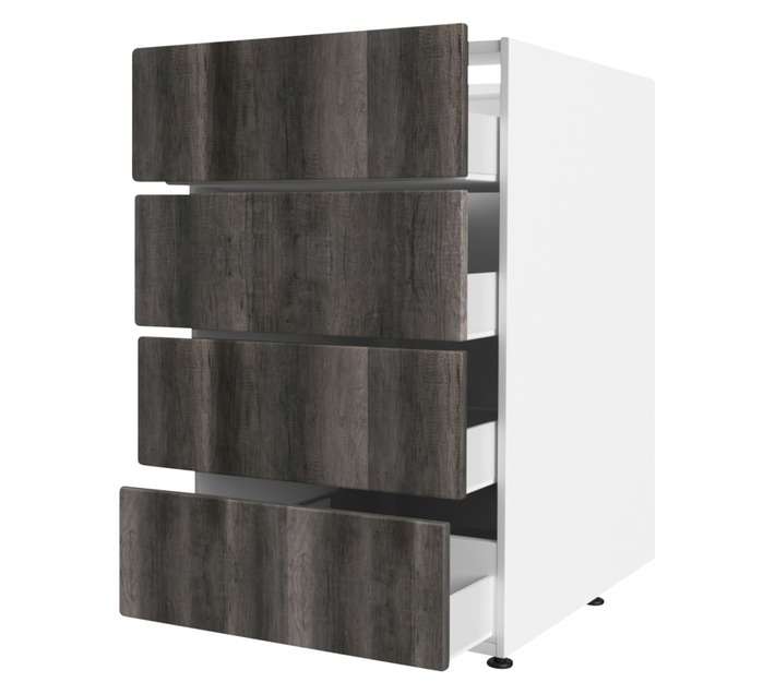 Home and Kitchen Base Unit 4 Drawer Wrap Cabinet - Monument Oak (450mm)