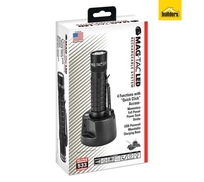 Mag-Lite Mac-Tac Rechargeable LED Torch - Black