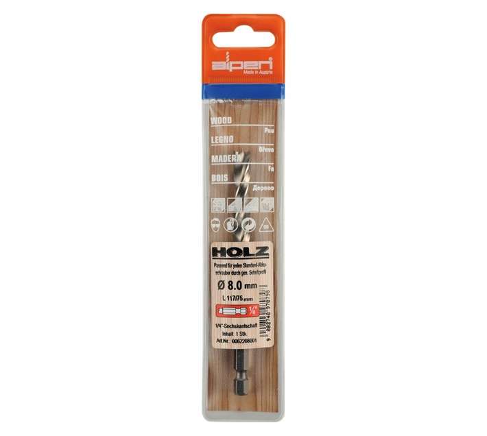 Alpen HSS Hex Shank Wood Drill Bit (8mm)
