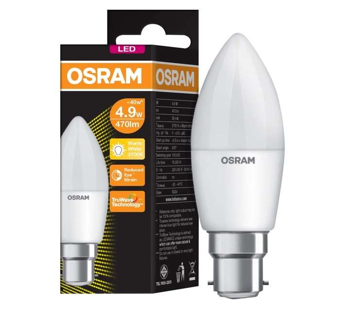 Osram LED BC Candle Globe - Warm White (4.9W)
